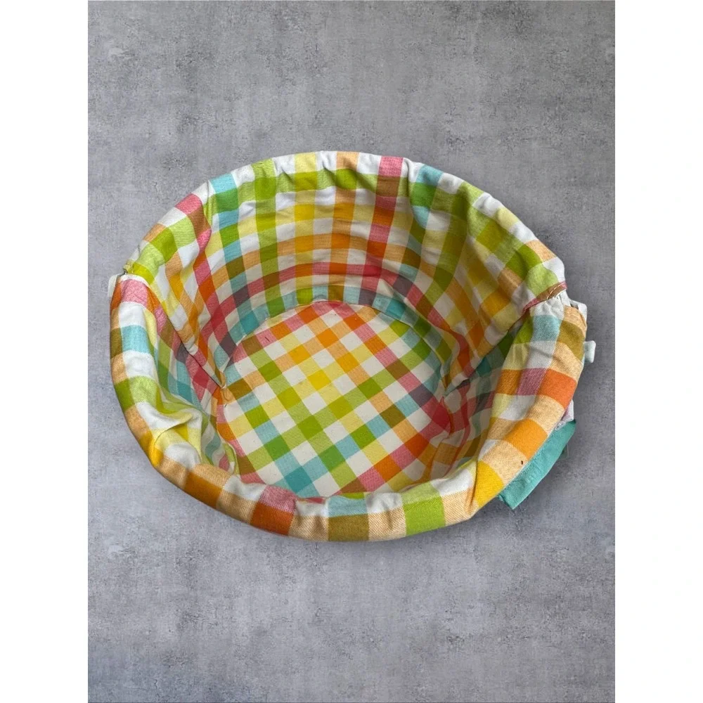 Baskets and Grass Easter Basket Set of 2 Kids White Teal Gingham Striped Slats